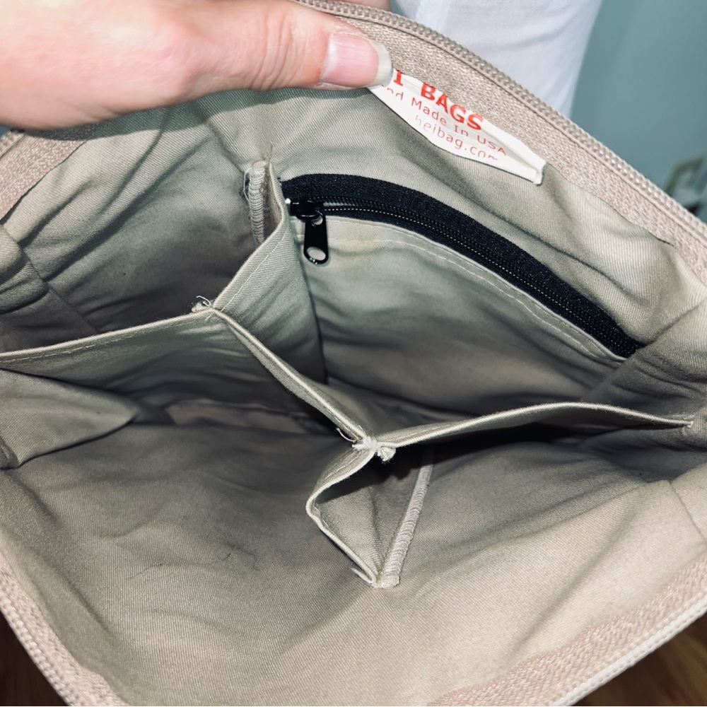 I Bags Handmade in USA Black & Tan Canvas Shoulder Bag Organized Compartments - Picture 6 of 9